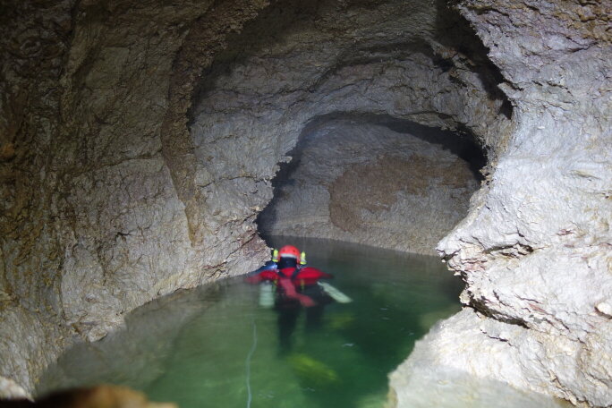 Peter taucht im Megalodontencanyon